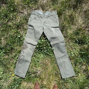 Lucky brand green embroidered pants